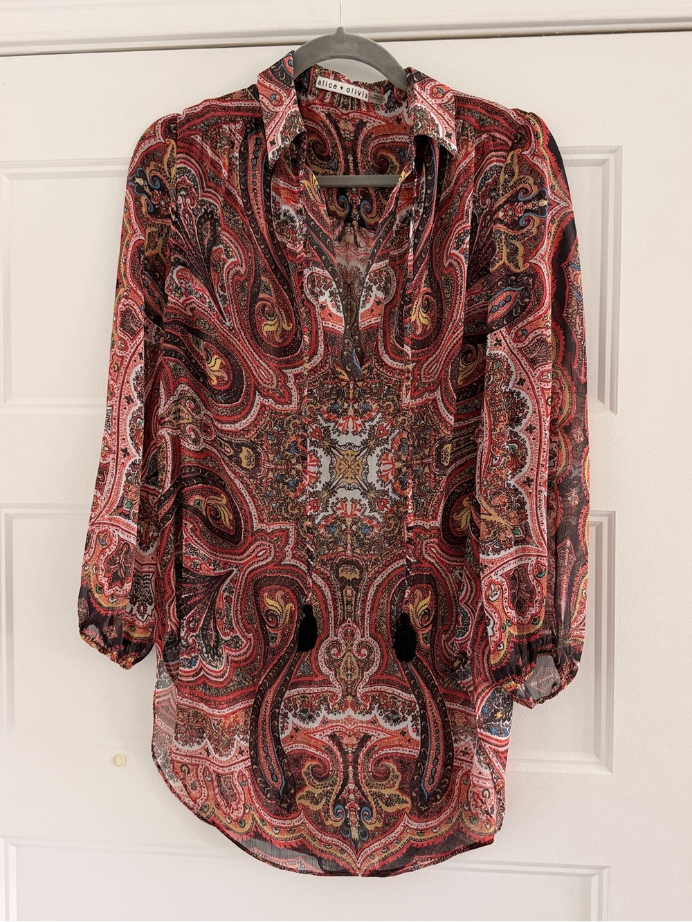 Alice + Olivia Sheer Paisley Blouse